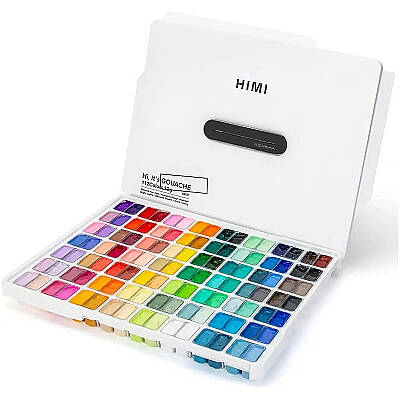 HIMI Twin Cup Gouache Set Guaj Boya Seti 112 Renk x 12g (White Case) - 1