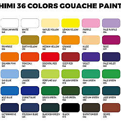 HIMI Twin Cup Gouache Set Guaj Boya Seti 36 Renk x 12g + 3 Fırça (Ice Blue Case) - 5