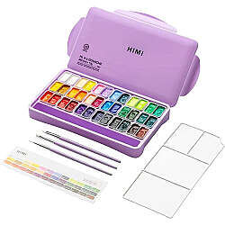 HIMI Twin Cup Gouache Set Guaj Boya Seti 36 Renk x 12g + 3 Fırça (Purple Case)