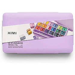 HIMI Twin Cup Gouache Set Guaj Boya Seti 36 Renk x 12g + 3 Fırça (Purple Case) - 3