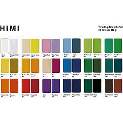 HIMI Twin Cup Gouache Set Guaj Boya Seti 36 Renk x 12g + 3 Fırça (Purple Case) - 7