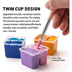 HIMI Twin Cup Gouache Set Guaj Boya Seti 36 Renk x 12g (Purple Case) - 5