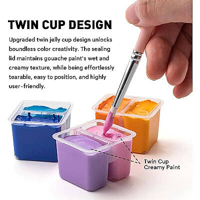 HIMI Twin Cup Gouache Set Guaj Boya Seti 36 Renk x 12g (Purple Case) - 5
