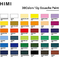 HIMI Twin Cup Gouache Set Guaj Boya Seti 36 Renk x 12g (Purple Case) - 6