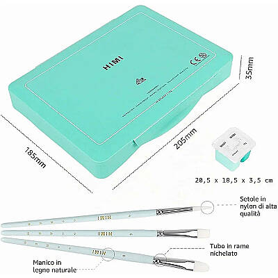 HIMI Twin Cup Gouache Set Guaj Boya Seti 48 Renk x 12g + 3 Fırça (Green Case) - 3