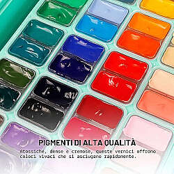 HIMI Twin Cup Gouache Set Guaj Boya Seti 48 Renk x 12g + 3 Fırça (Green Case) - 4