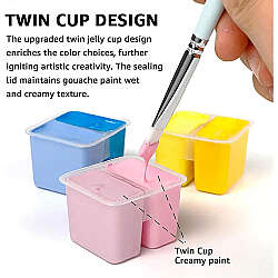 HIMI Twin Cup Gouache Set Guaj Boya Seti 48 Renk x 12g + 3 Fırça (Green Case) - 5