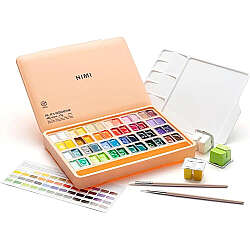 HIMI Twin Cup Gouache Set Guaj Boya Seti 48 Renk x 12g + 3 Fırça (Peach Fuzz Case)