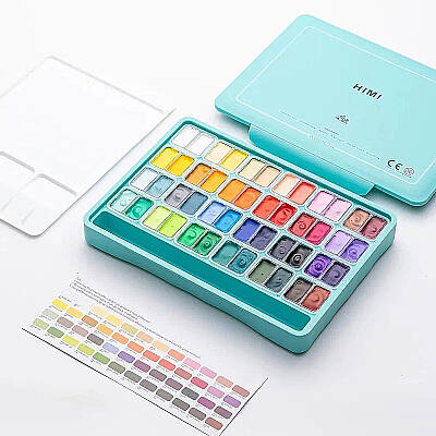 HIMI Twin Cup Gouache Set Guaj Boya Seti 48 Renk x 12g (Green Case) - 2