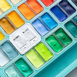 HIMI Twin Cup Gouache Set Guaj Boya Seti 48 Renk x 12g (Green Case) - 4