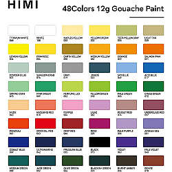 HIMI Twin Cup Gouache Set Guaj Boya Seti 48 Renk x 12g (Green Case) - 6
