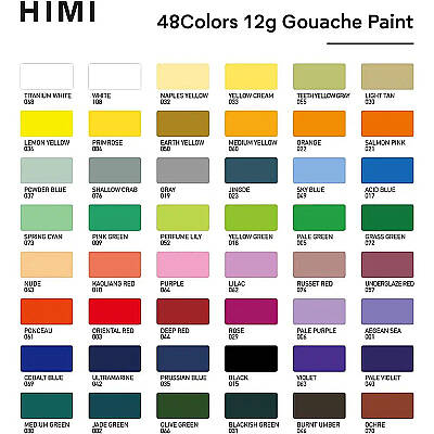 HIMI Twin Cup Gouache Set Guaj Boya Seti 48 Renk x 12g (Green Case) - 6