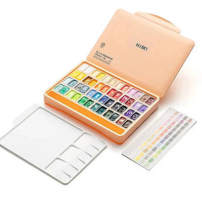 HIMI Twin Cup Gouache Set Guaj Boya Seti 48 Renk x 12g (Peach Fuzz Case) - 2