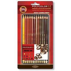 Koh-i-Noor - Koh-i-Noor Polycolor Kuru Boya Kalemi 12li Set Kahve Tonlar 3822