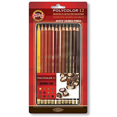 Koh-i-Noor Polycolor Kuru Boya Kalemi 12li Set Kahve Tonlar 3822