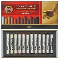 Koh-i-Noor - Koh-i-Noor Toison Dor Soft Pastel Köşeli 12li Kahverengi Tonlar (8592B)