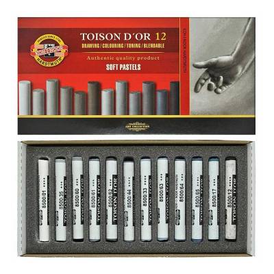 Koh-i-Noor Toison Dor Soft Pastel Boya 12li Gri Tonlar (8522G)