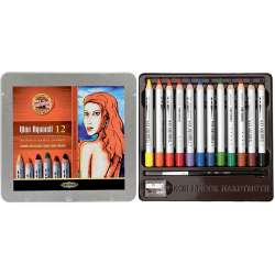 Koh-i-Noor - Koh-i-Noor Wax Aquarell Sulandırılabilir Pastel Boya Seti 12 Renk