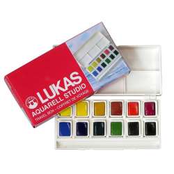 Lukas - Lukas Sulu Boya Takımı Tablet 12 Renk Yarım Tablet