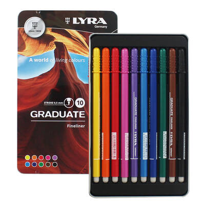 Lyra Graduate Fineliner İnce Uçlu Kalem 0.5mm 10lu Set
