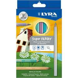 Lyra - Lyra Super Ferby Kuru Boya Kalem Seti 12li Set Karton Kutu Metalik Tonlar