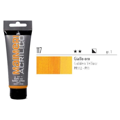 Maimeri Acrilico Akrilik Boya 117 Golden Yellow 200ml