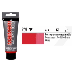 Maimeri - Maimeri Acrilico Akrilik Boya 259 Permanent Red Medium 200ml