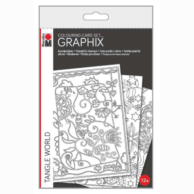 Marabu Graphix Colouring Card 12li Tangle World Set