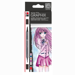 Marabu - Marabu Graphix Aqua Pen 6lı Set Make Manga