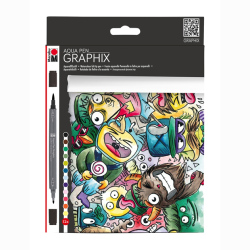 Marabu - Marabu Graphix Mega Mash Aqua Pen Set 12 Renk