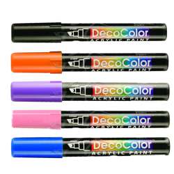 Pebeo - Marvy Decocolor Akrilik Markör Kesik Uç Set 4 Koyu Renkler
