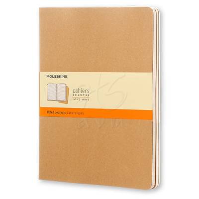 Moleskine Cahier 3lü XL Boy 19x25cm Çizgili Defter Bej