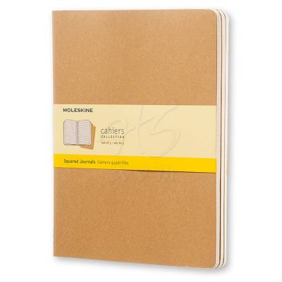 Moleskine Cahier 3lü XL Boy 19x25cm Kareli Defter Bej