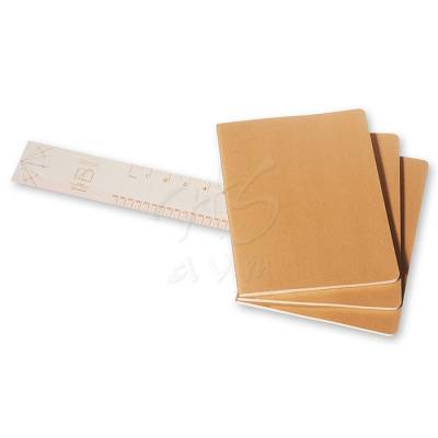 Moleskine Cahier 3lü XL Boy 19x25cm Kareli Defter Bej