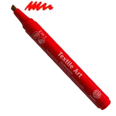 Nerchau Textile Art kesik Uçlu Kumaş Kalemi 2 in 1 Kırmızı