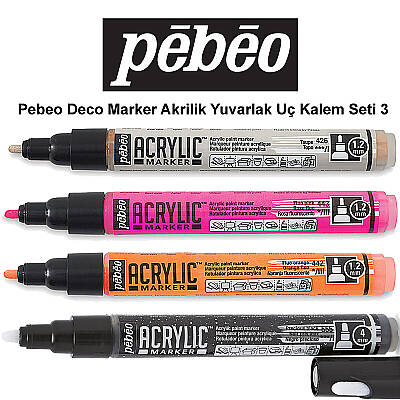 Pebeo Deco Marker Akrilik Yuvarlak Kalem Seti 3 4lü - 1