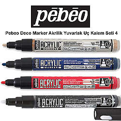 Pebeo Deco Marker Akrilik Yuvarlak Kalem Seti 4 4lü