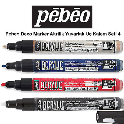 Pebeo Deco Marker Akrilik Yuvarlak Kalem Seti 4 4lü - 1