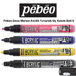 Pebeo Deco Marker Akrilik Yuvarlak Kalem Seti 5 4lü