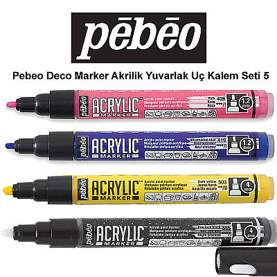 Pebeo Deco Marker Akrilik Yuvarlak Kalem Seti 5 4lü - 1