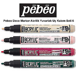 Pebeo Deco Marker Akrilik Yuvarlak Kalem Seti 6 4lü