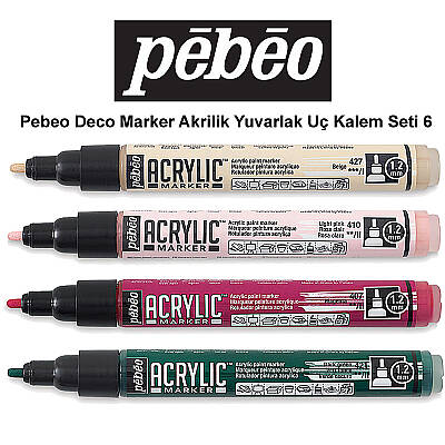Pebeo Deco Marker Akrilik Yuvarlak Kalem Seti 6 4lü - 1