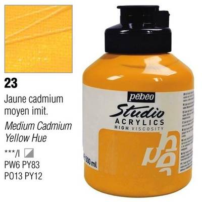 Pebeo Studio Akrilik Boya 500ml No:23 Medium Cadmium Yellow