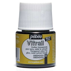 Pebeo - Pebeo Vitrail Şeffaf Cam Boyası 45ml Altın Yeşili 22