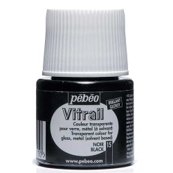 Pebeo - Pebeo Vitrail Şeffaf Cam Boyası 45ml Siyah 15