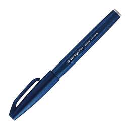 Pentel - Pentel Brush Sign Pen Fırça Uçlu Kalem Blue Black