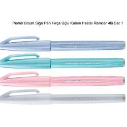 Pentel - Pentel Brush Sign Pen Fırça Uçlu Kalem Pastel Renkler 4lü Set 1 (1)