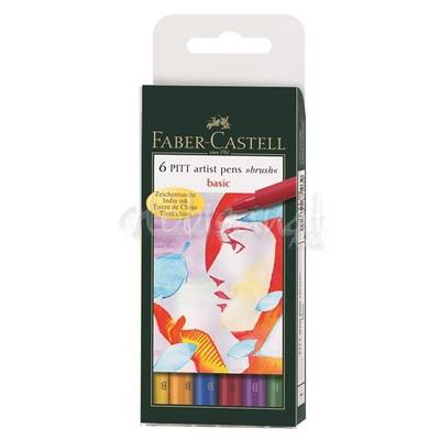Faber Castell 6 Pitt Artist Pen Fırça Uçlu Kalem Basic Tones