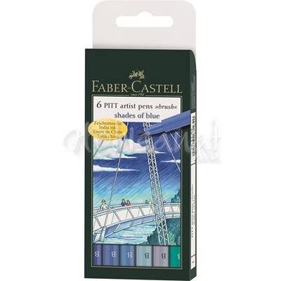 Faber Castell 6 Pitt Artist Pen Fırça Uçlu Kalem Blue of Shades