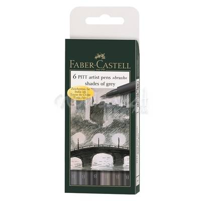 Faber Castell 6 Pitt Artist Pen Fırça Uçlu Kalem Grey Tones